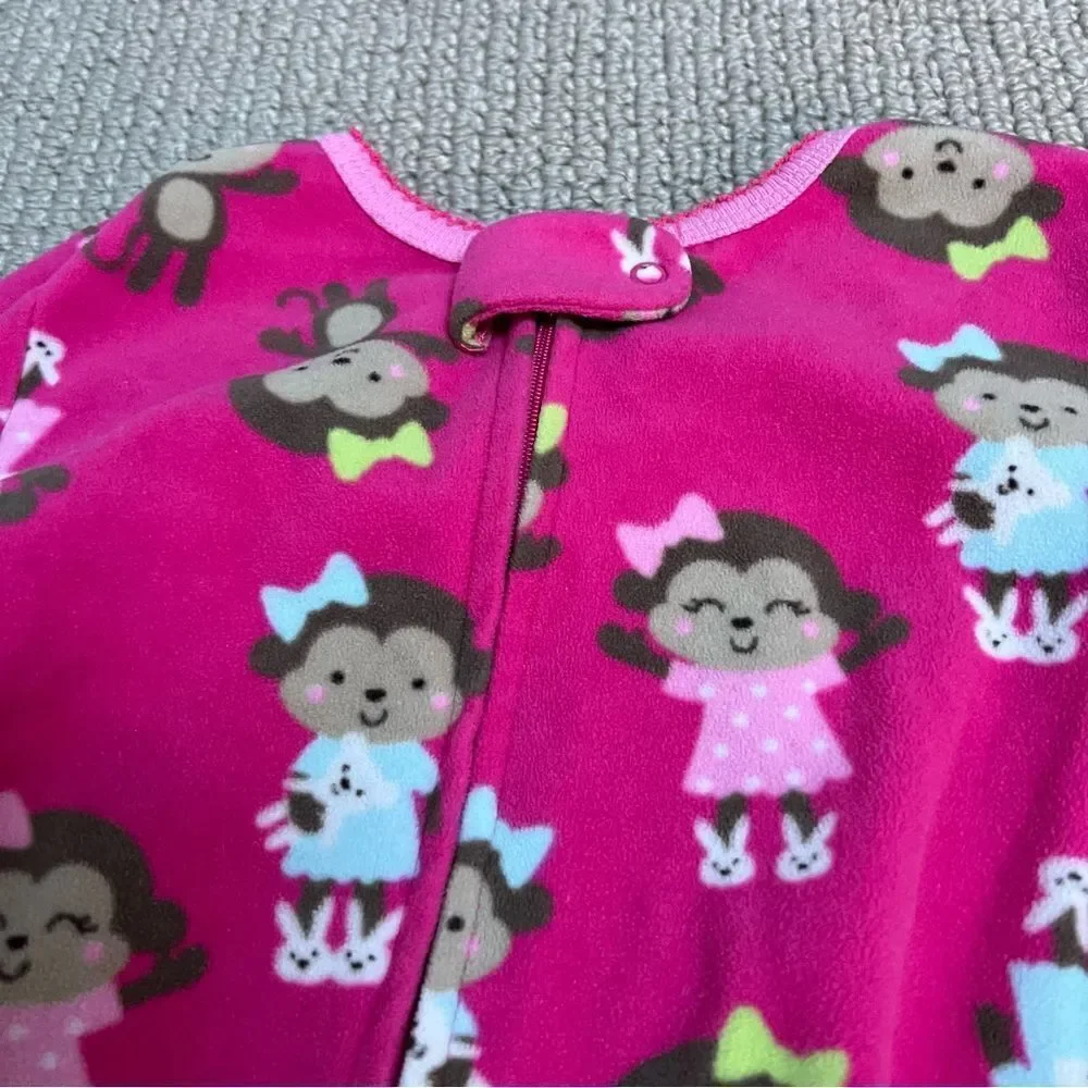 🍭6/$30 Carter’s pink fleece zip up warm cozy Footie pajamas toddler girl 24 m